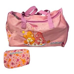 Care Bears Pink and Yellow Duffle Bag with Pouch